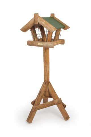 Voederhuis op paal met beschermkooi | 50 cm x 35 cm x 124 cm