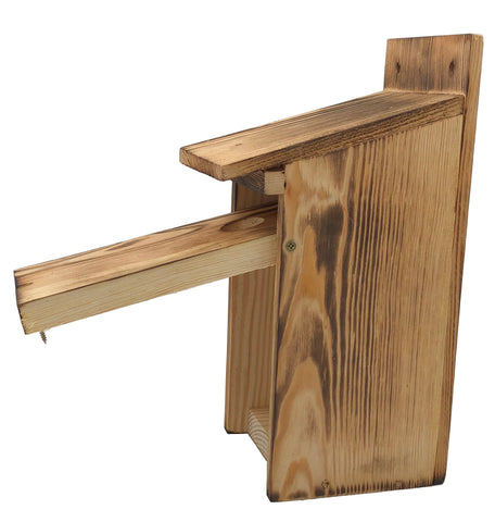 Nestkast – Vogelhuisje van “Gebrand” Hout – 12 x 13 x 30 cm – Ø 32 mm