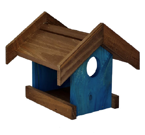 Vogelvoederhuisje blauw klein 14 x 18 x 11 cm