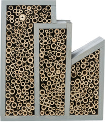 Bijenhotel 3-delig Grijs 30 x 12 x 35