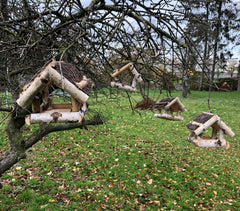 Hangend Vogelvoederhuisje Berkenhout - Vogelhuisje 20x23x19 cm
