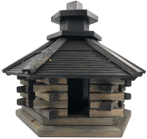 VOGELVOEDERHUISJE MET VOEDERSILO BLOKHUT 35 X 40 X 48 CM (met standaard twv 19,95)