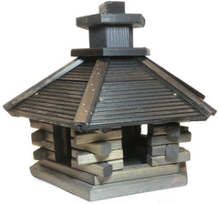 VOGELVOEDERHUISJE MET VOEDERSILO BLOKHUT 35 X 40 X 48 CM (met standaard twv 19,95)