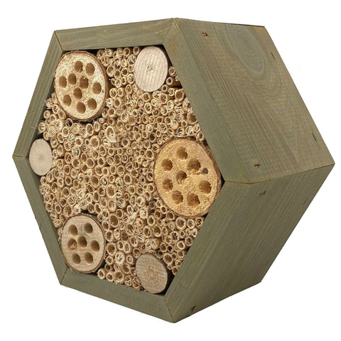 Bijenhotel 23 x 11 x 20 cm. - Insectenhotel Grijs