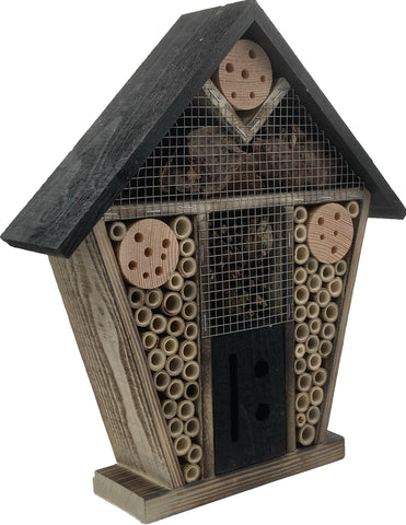 Insectenhotel Bijenhotel 9 x 32 x 36 cm. Zwart gevlamd