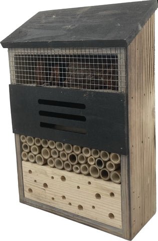 Insectenhotel Bijenhotel 8 x 20 x 30 cm. gevlamd zwart