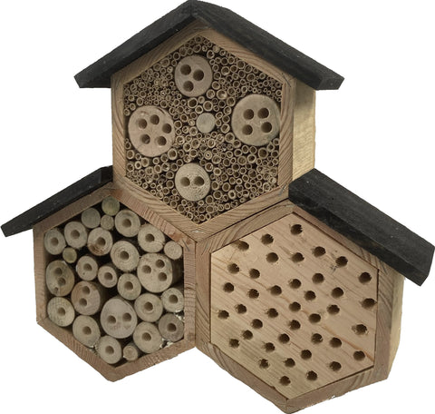 Hexagon - FSC Hout - Insectenhotel voor Bijen 37x37x9 cm