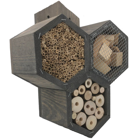 Insectenhotel 11 x 27 x 33 cm. - Bijenhotel grijs