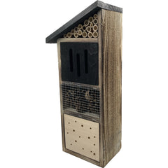 Bijenhotel Insectenhotel 12 x 17 x 42 cm zwart gevlamd