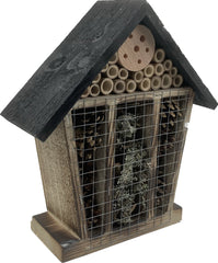 Insectenhotel bijenhotel 8 x 24 x 27 cm. gevlamd zwart