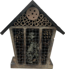 Insectenhotel bijenhotel 8 x 24 x 27 cm. gevlamd zwart