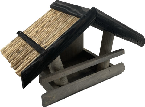 Vogelvoederhuisje Wand grijs 18 x 35 x 22 cm. stro dakje