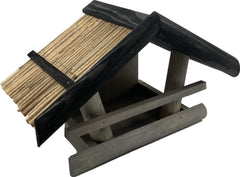 Vogelvoederhuisje Wand grijs 18 x 35 x 22 cm. stro dakje