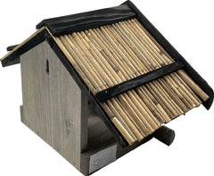 Vogelvoederhuisje Wand grijs 18 x 35 x 22 cm. stro dakje