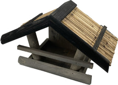 Vogelvoederhuisje Wand grijs 18 x 35 x 22 cm. stro dakje