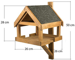 Vogelvoederhuisje Wand - Vogelhuisje FSC Hout - 26x26x28 cm
