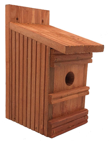 Vogelhuisje Pimpelmees Nestkast Vlonderhout – Roodbruin – Ø 27 mm – 13 x 11 x 25 cm