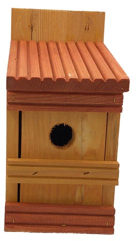 Vogelhuisje – Nestkast Vlonderhout – Ø 27 mm – Oker Geel Rood Bruin – 13 x 11 x 25 cm