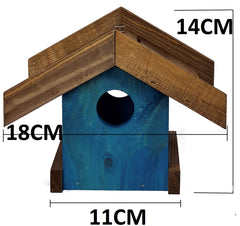 Vogelvoederhuisje blauw klein 14 x 18 x 11 cm
