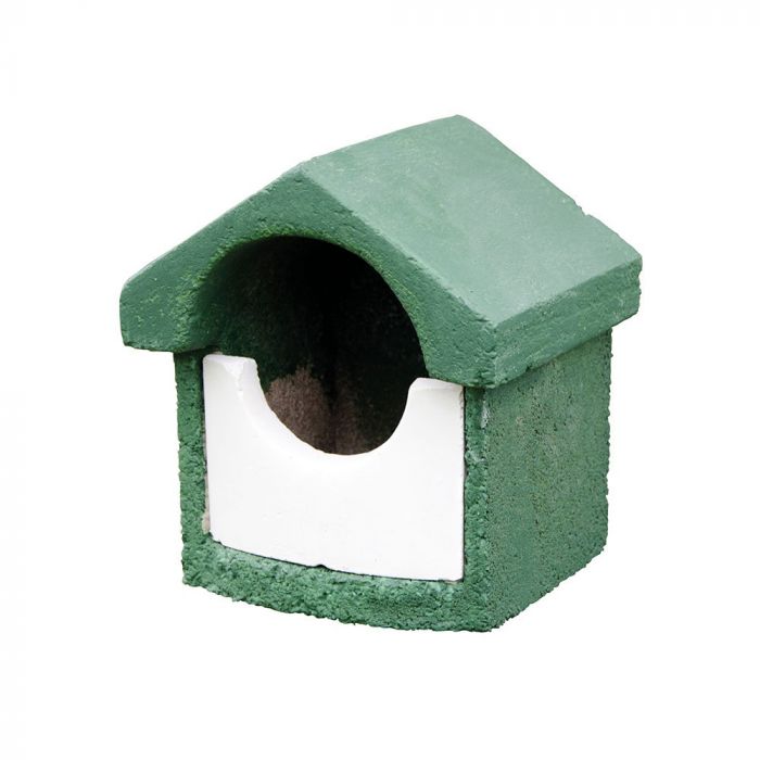 Nestkast houtbeton half open groen - 15 x 17,4 x 19 cm